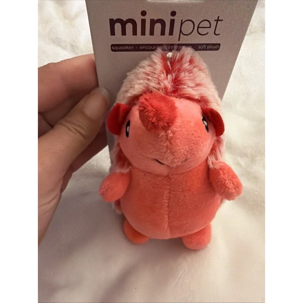 MINIPET HEDGEHOG RED SQUEAKY PLUSH STUFFED DOG TOY Small